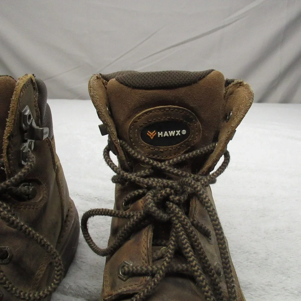 Hawx Mens 10D Work Boots Brown Crew Chief Leather Lace Up Rugged Sturdy Soft Toe